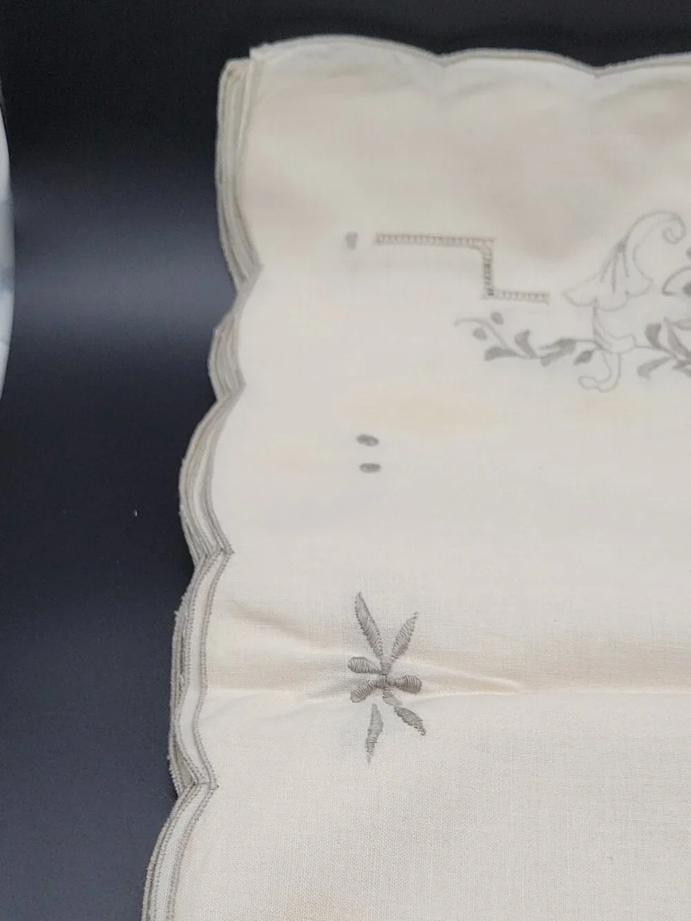8 Piece Linen/ Cotton 8 Tea Towels And 8 Napkins. Embroidered, Dining Table VTG